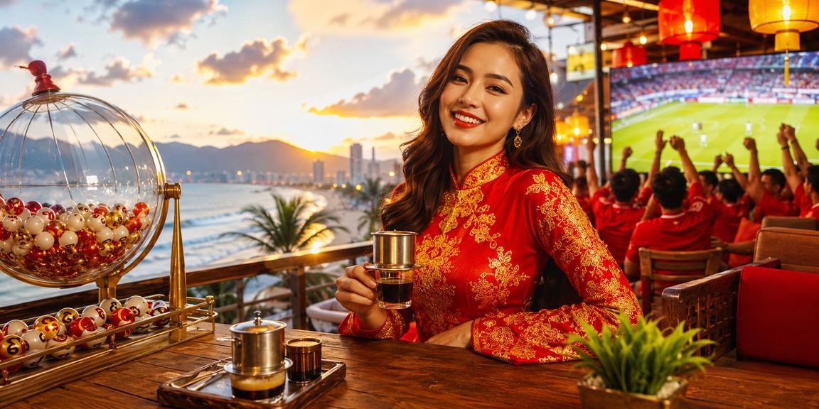 Người dùng tại Đà Nẵng xem kết quả xổ số online bên ly cà phê buổi sáng